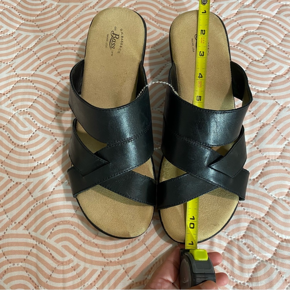 G.H. Bass & Co. Mabel Wedge Sandals BLACK SIZE 9 W - Picture 4 of 12